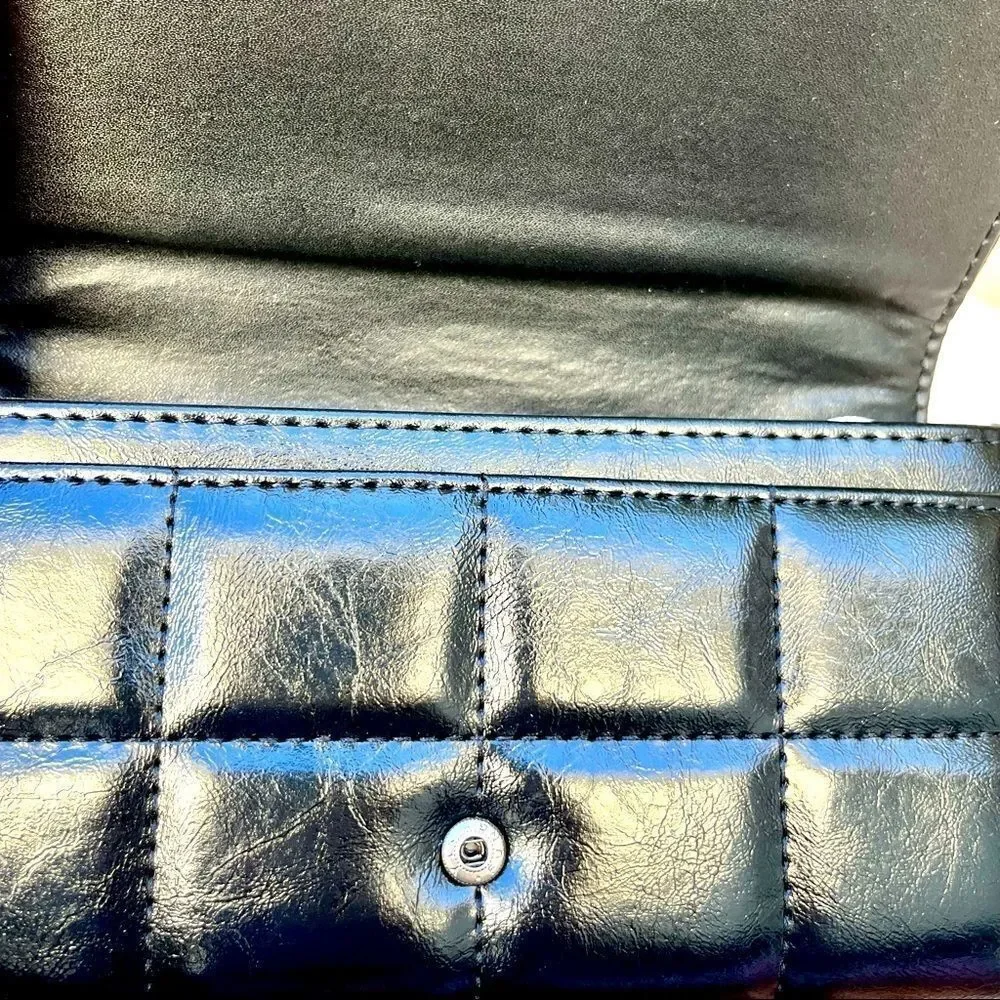 POPPY GREY FAUX LEATHER LARGE BIFOLD WALLET W/RFID-FREMONT/JET BLACK NWT